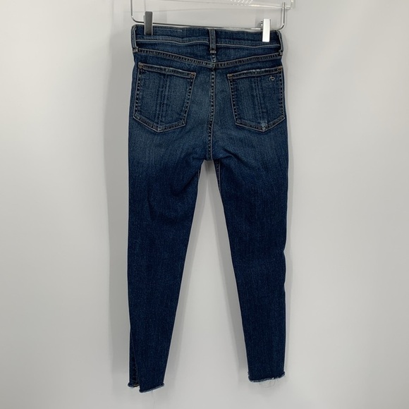 Rag & Bone 10" capri jeans Cadiz stud cropped denim blue raw frayed hem women 26 - Picture 4 of 6